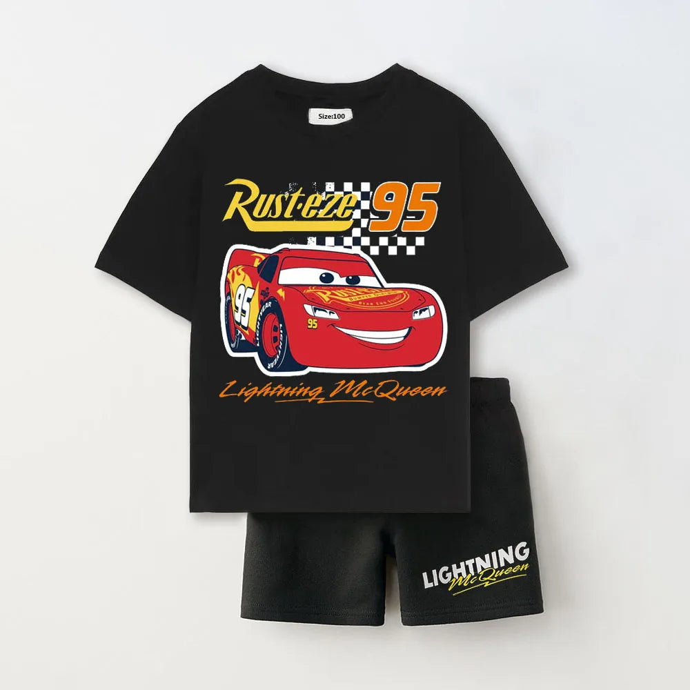 Summer Children Boy Outfits Fashion Cartoon Casual Tshirt Top + Shorts Cute Cotton Baby Clothes Suits