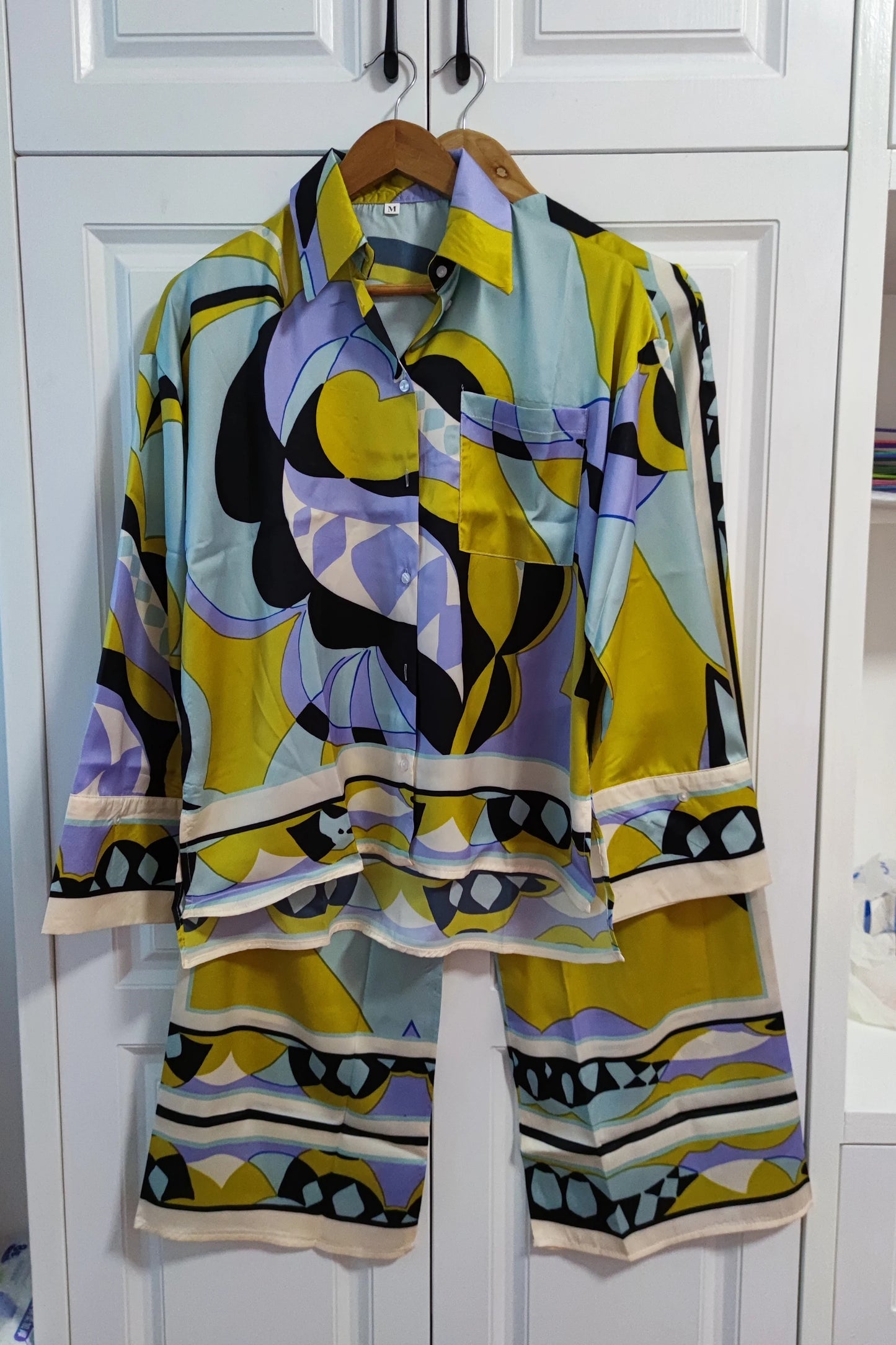 Fashion Women's Print Pajama Set 2 Pieces with Pants Spring Ladies Sleepwear Long Sleeve Pijama Suit Can Be Wear Outside 2024
