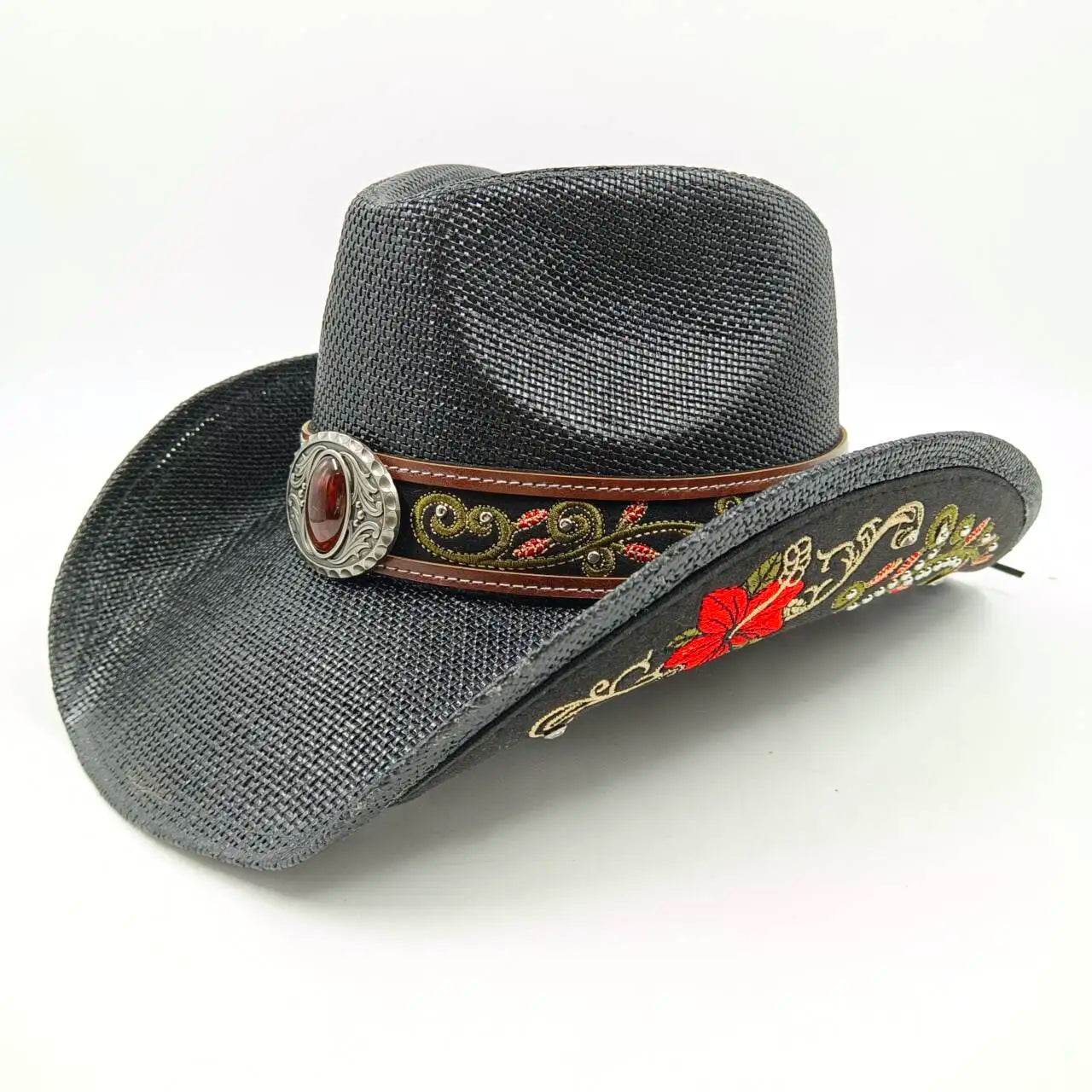 hats straw cowgirl western hat  mexican hat  retro curling hat western cowboy hat outdoor riding hat travel sports hat
