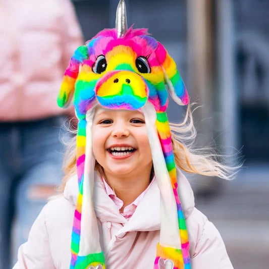 Hats For Autumn And Winter Warm Accessories Toys For Children Internet Celebrities Cute Rainbow Horses Small Rabbits Ears Hats