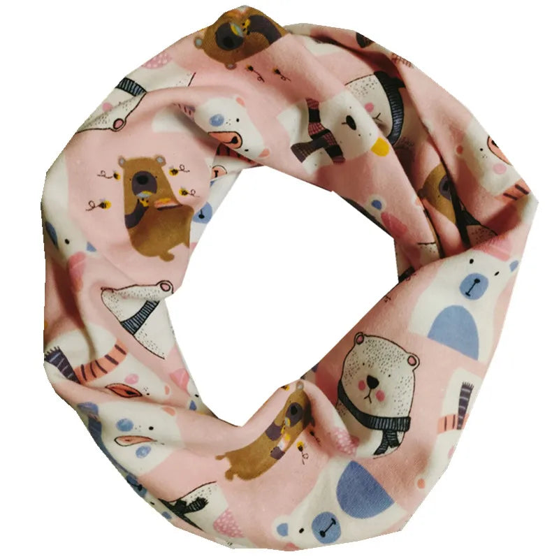 New Autumn Winter Girls 100% Cotton Scarf Children Scarf Bibs LIC Boys Girls O Ring Scarf Lovely Kids Collar Children Bufandas