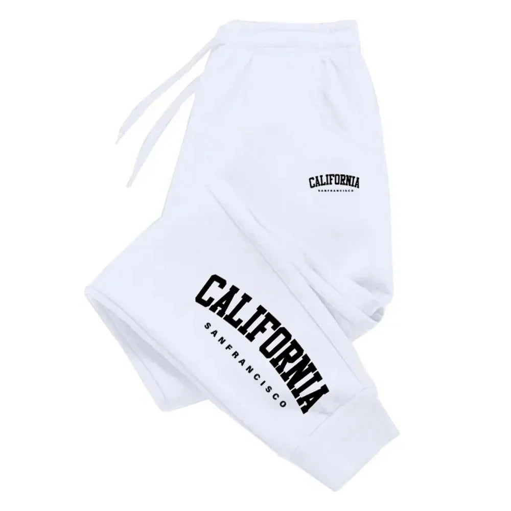 Men's Tracksuit Pants Jogger Track California Print Sweatpants Spring Autumn Fleece Pants Men Clothing Gym Sports Loose Trousers