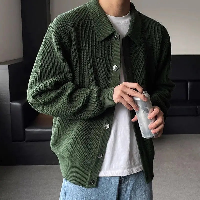 Men's Clothing Autumn Winter Long Sleeve New Tops Shirts Sweaters Turn-down Collar Simple Comfortable Versatile Selling Solid