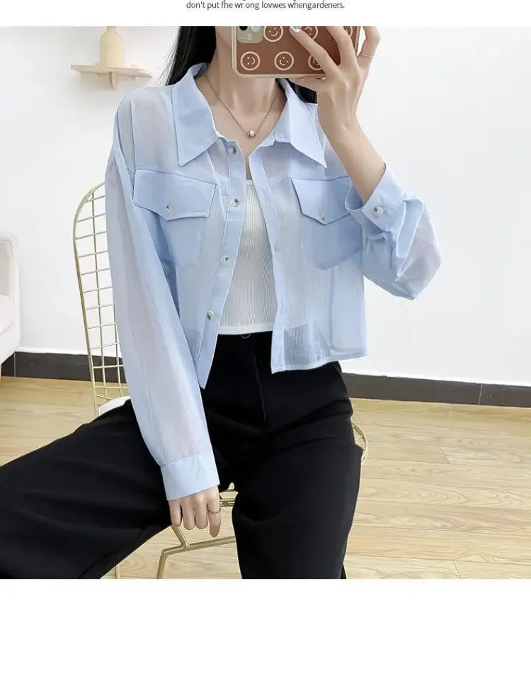 Summer Loose Chiffon Sunscreen Clothes for Women in Summer 2025 New Thin Casual Versatile Long-sleeved Cardigan Short Jacket