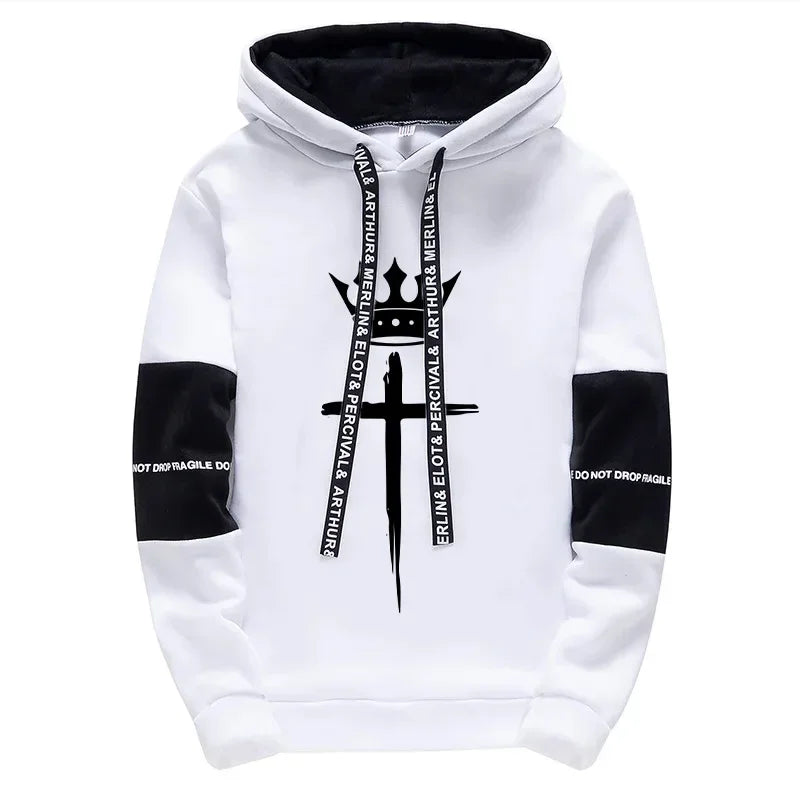 Cross Crown Print Sweatshirts Sweatpants High Quality Street Fashion Tracksuit 2025 Fall/winter Men's Sportswear 2pcs Set