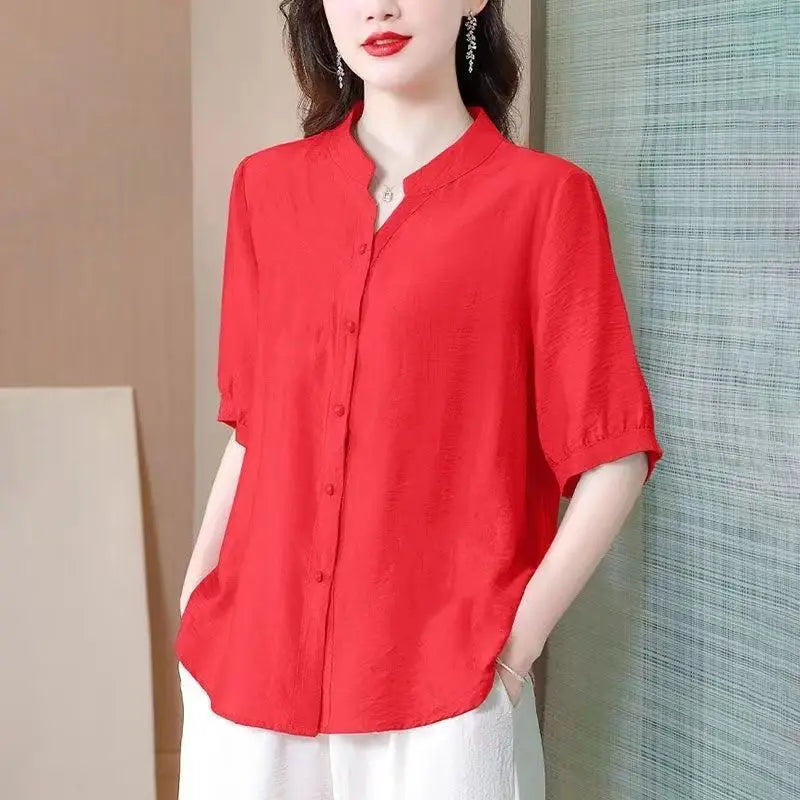 Summer 2025 Pure Cotton Shirt New Retro Top Loose New Breathable Top