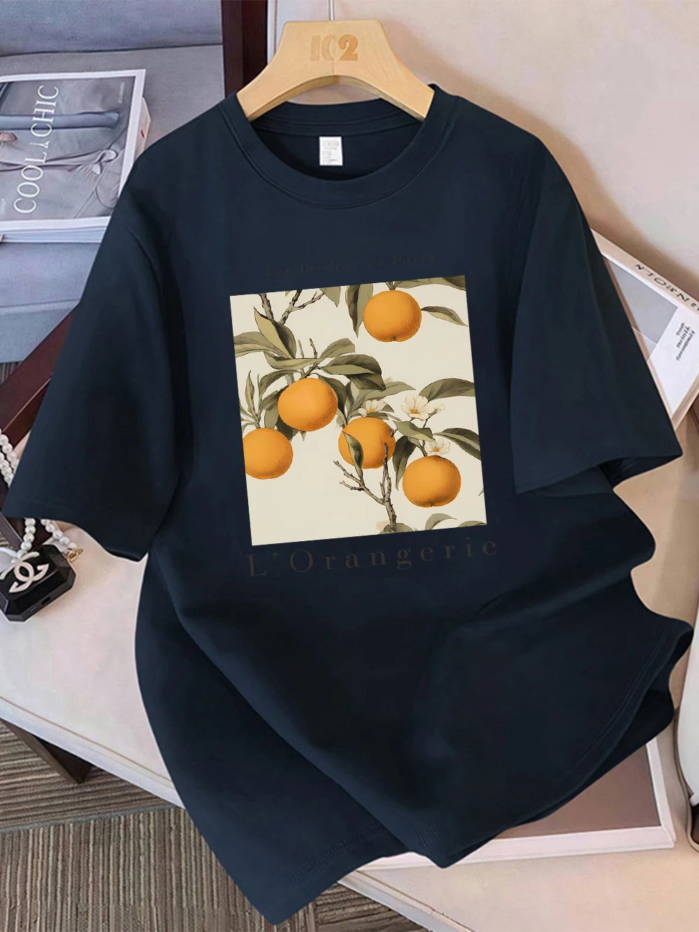 Summer T-Shirts Women Cotton Fresh Oranges Fruits Printing Tops Loose O-Neck Soft Comfortable Short Sleeve Street Woman Clothes