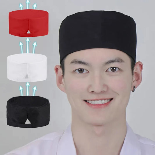 Chef Hats for Men Women Chef Beanie Cook Caps for Japanese Korean Style Cuisine Hats Thick Thin Net Flat Cap for Sushi Waiter