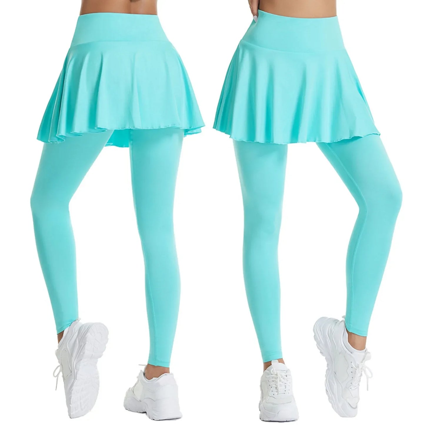 Pants Skirt Combined in One Sweatpants Women's Pocket High Waist Belly Stretch Tight Nine-point Leggings Yoga Pants