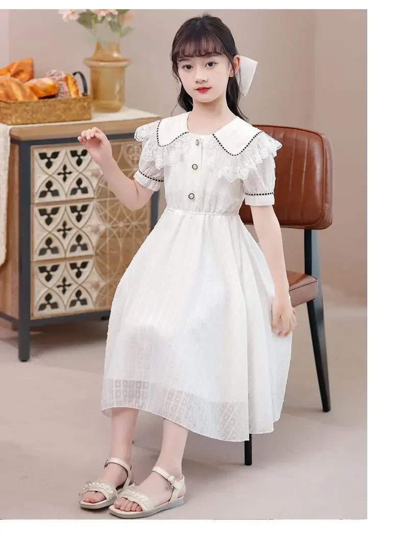 Girls' Dress 2025 Summer New Style Little Girls' Children's Princess Dress, Sweet and Elegant Summer Dress for Adults
