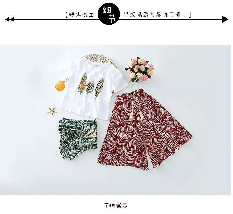 Summer 2025 Baby Girls Clothes Sets Outfits Kids Clothes Short Sleeve+Pants Children Clothing Set 6 10 11 12Y Kids Clothes Girls