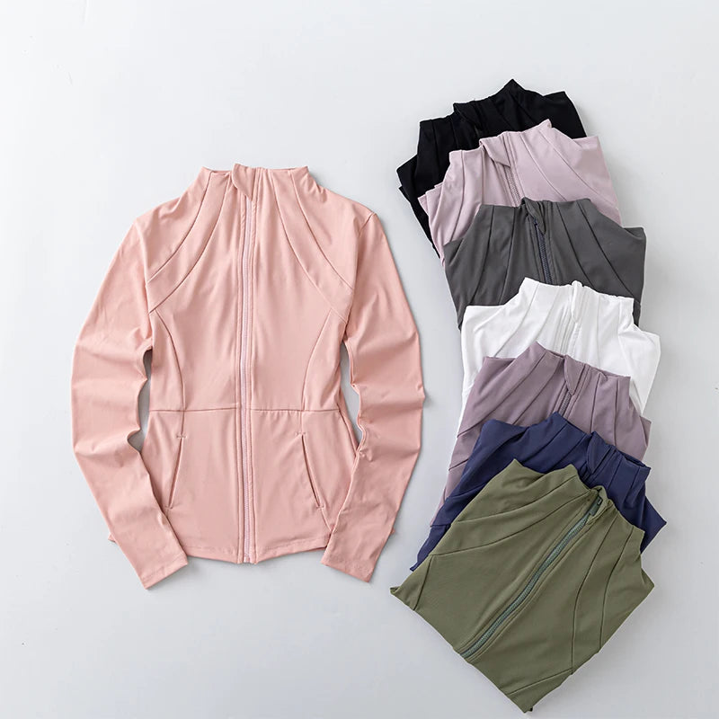 Yoga Clothes Windbreaker Women's Autumn Winter Professional Sports Jogging Cycling Long-sleeved Fitness Running Shirts Tops Gym