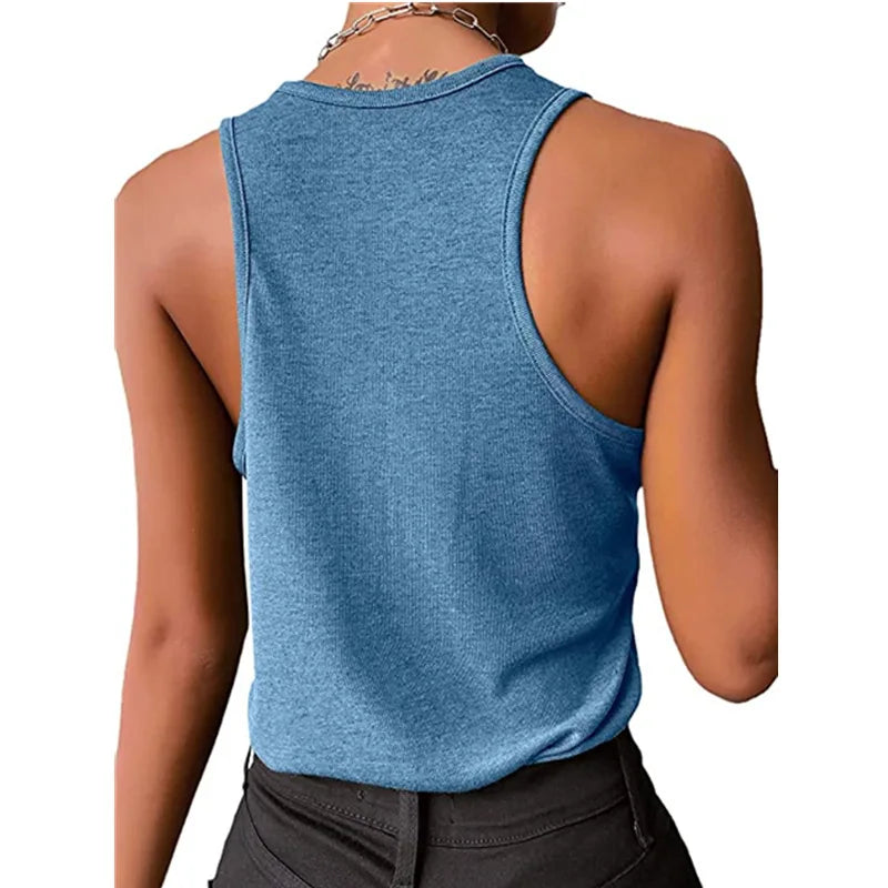 Women's Vest Sexy Inner Wear Ribbed Tank Top New Casual Snap Base Solid Color Sleeveless T-shirts  Basic Top Woman Clothing