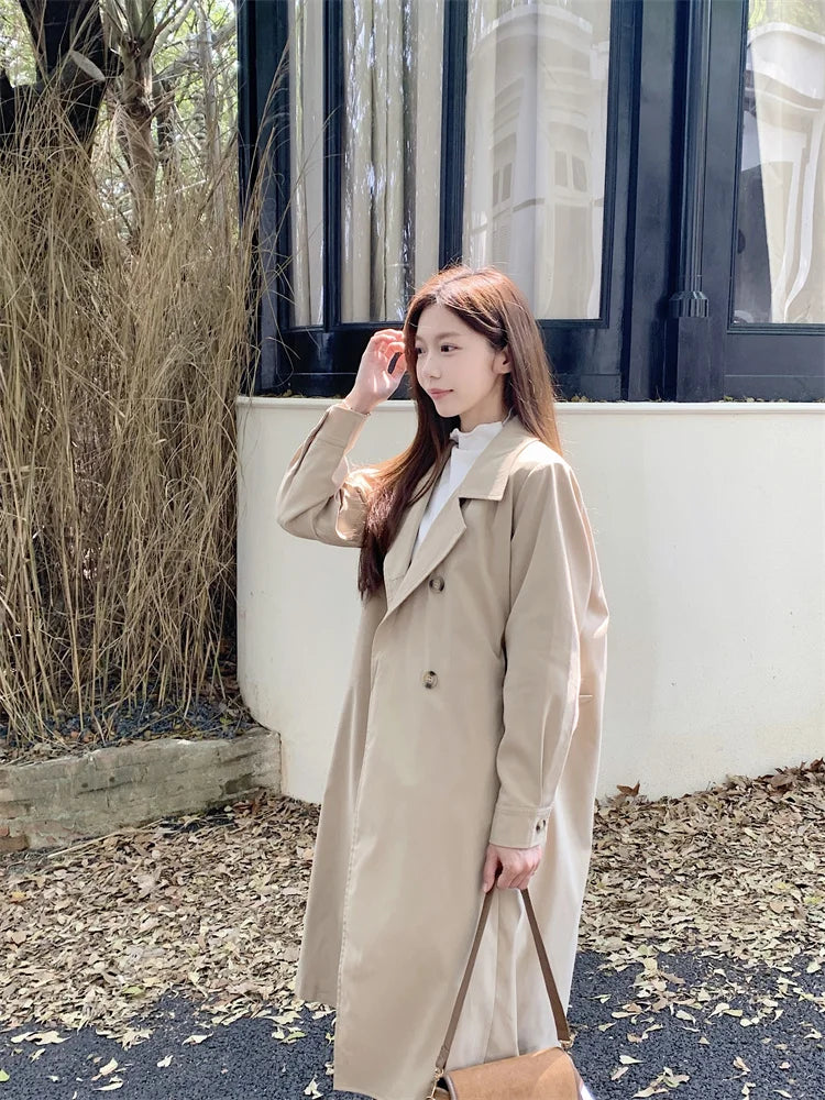 2025 Women's Coat Plus Size Mid-Length Jacket British Style Fashionable Temperament Spring Autumn Arrival Windbreaker Outerwear