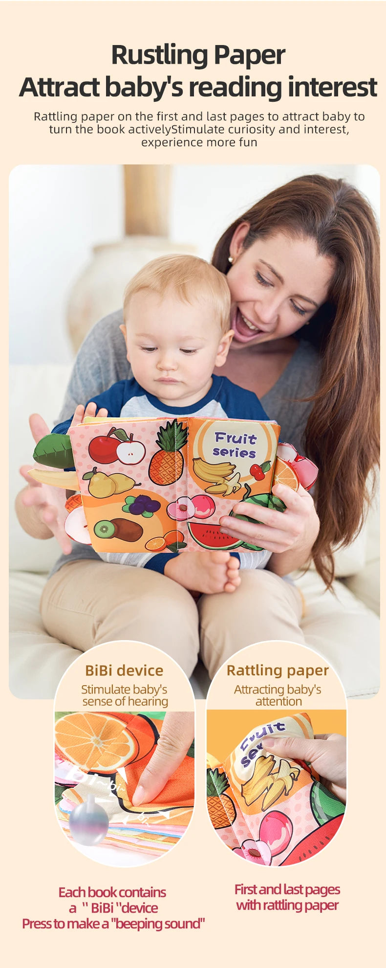 Baby Cloth Book 6 Pages 0-3 Year Old Early Education Parent-child Interaction Baby Toys For 0-3 Year Old Newborn Gifts