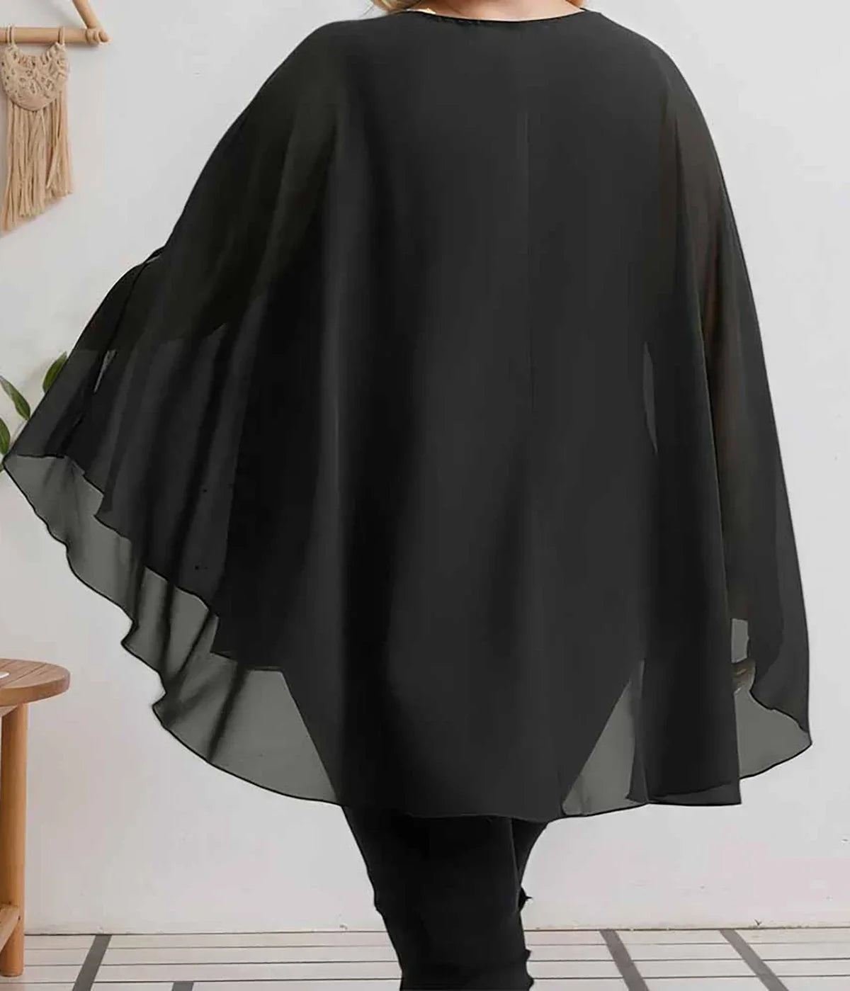 Baby's Breath Printed Women Plus Size Blouse Casual Crew Neck Split  Chiffon Pullover Summer Female Smock Mesh Loose Tops Shirts