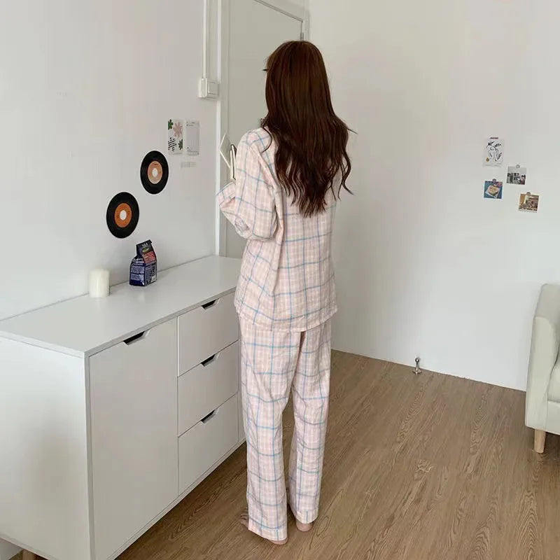 Spring And Autumn 2 Piece Women's Pajamas Homewear Female Students Homewear Pajama Sets Girls Pajamas Underwear Sets