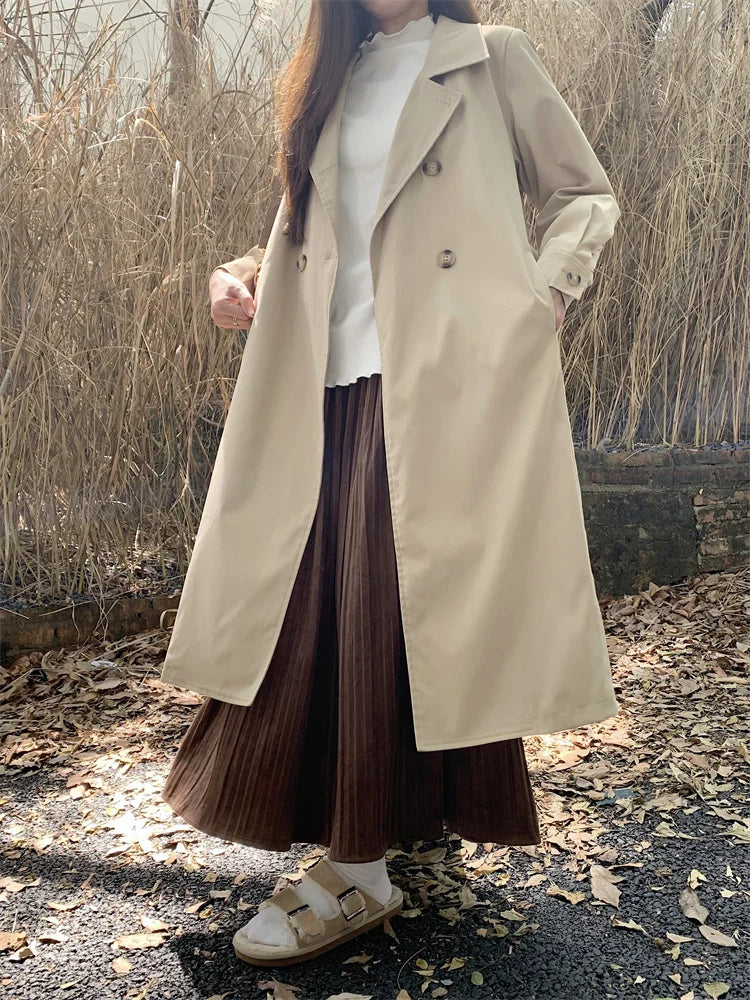 2025 Women's Coat Plus Size Mid-Length Jacket British Style Fashionable Temperament Spring Autumn Arrival Windbreaker Outerwear