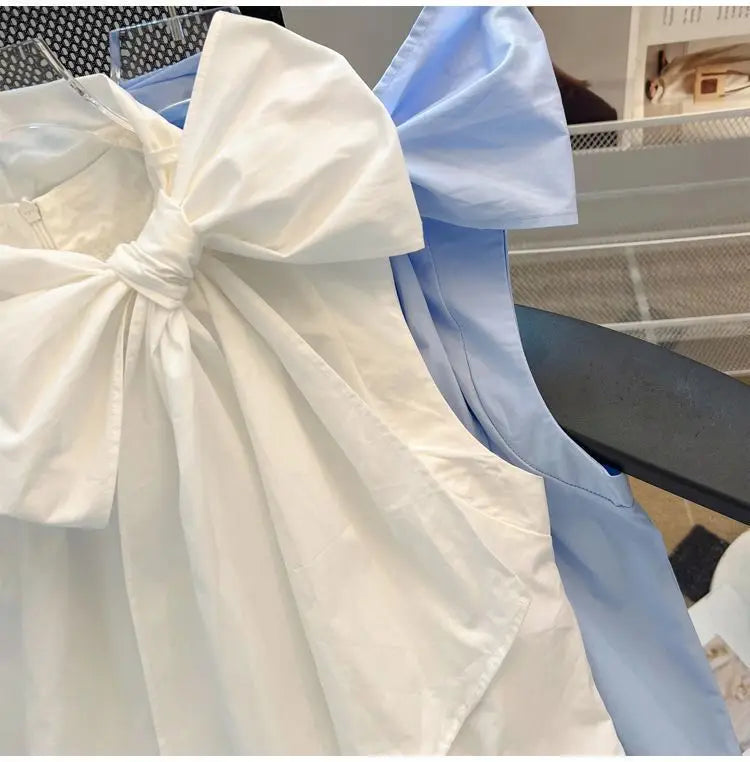 White Blouse for Women 2025 Blusas Mujer De Moda Bandage Bow Sleeveless Loose Shirts Fashion Sweet Summer Blouses Tops Female
