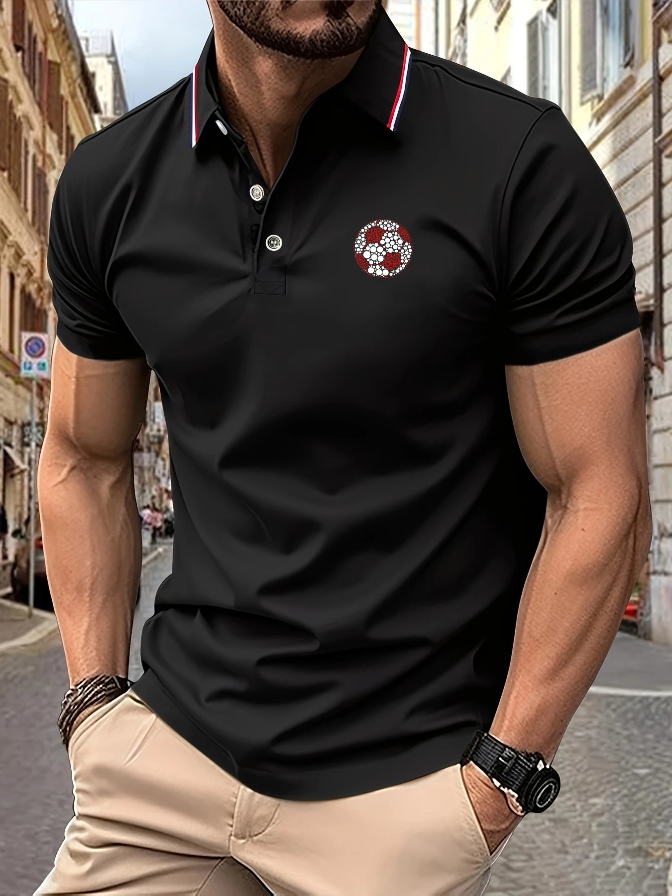 Golf Polo Shirts For Men Polka Dots Soccer Graphic Print Striped Collar Decor Short Sleeve Breathable Casual Daily Cool T-shirt