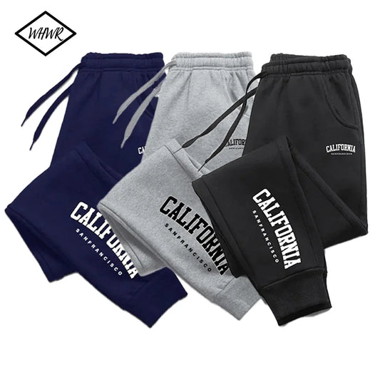 Men's Tracksuit Pants Jogger Track California Print Sweatpants Spring Autumn Fleece Pants Men Clothing Gym Sports Loose Trousers