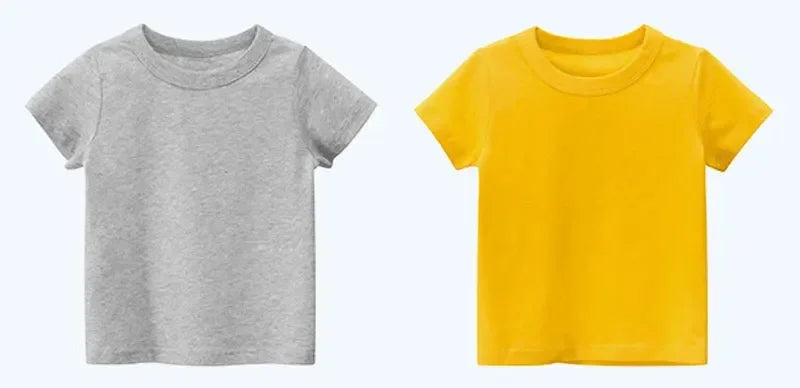 Kids Plain T Shirt Tops for Child Boys Girls Baby pure color Blank  Clothes White Black Children Summer Tees 1-16 Years