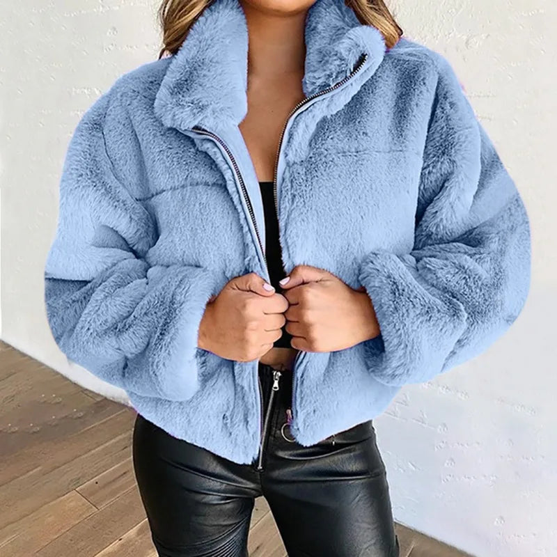 Autumn Winter Coat For Women 2025 New Elegant Teddy Bear Warm Thicken Fleece Faux Fur Coats Jacket Women Long Sleeve Outwear