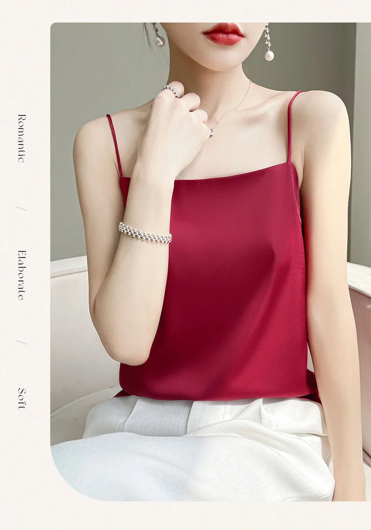 summer new base outside to wear a high-grade sense of solid color everything temperament elegant French sling female
