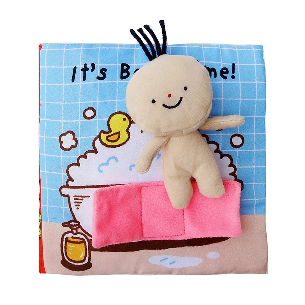 Baby First Cloth Book Washable Fabric Educational Durable Non-Toxic Infant Learning Books Crinkle Sensory Bath For Kids