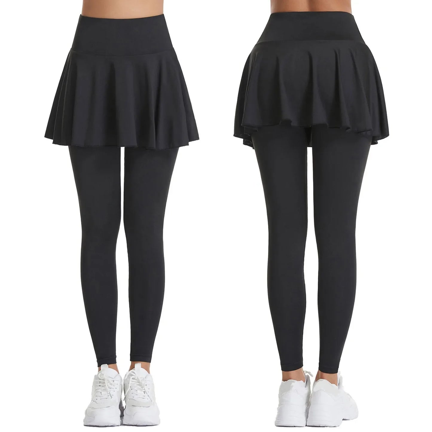Pants Skirt Combined in One Sweatpants Women's Pocket High Waist Belly Stretch Tight Nine-point Leggings Yoga Pants