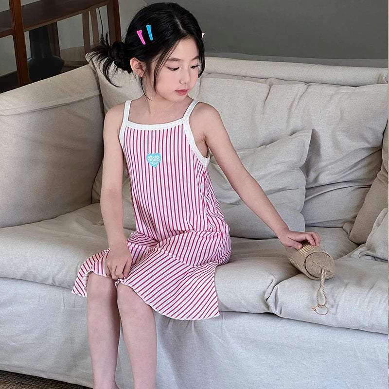 Girls' Summer Cotton Dresses Children's Fashion Dresses Thin Girls' Halter Dresses Children's Flower Dresses Dot Dresses Plaid D