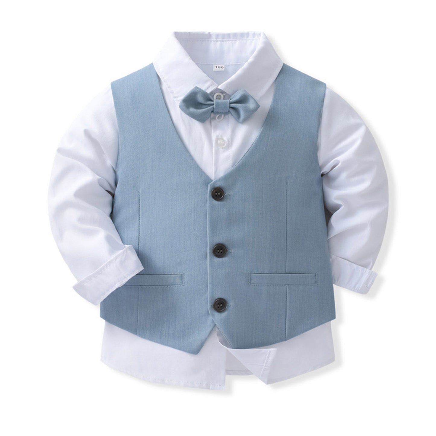 Boys Suits Gentleman Tuxedo Bow Tie Shirt Suit Vest Pants 4 Pcs Chic Toddler Baby Clothes Gentleman Outfit for Baptism Birthday