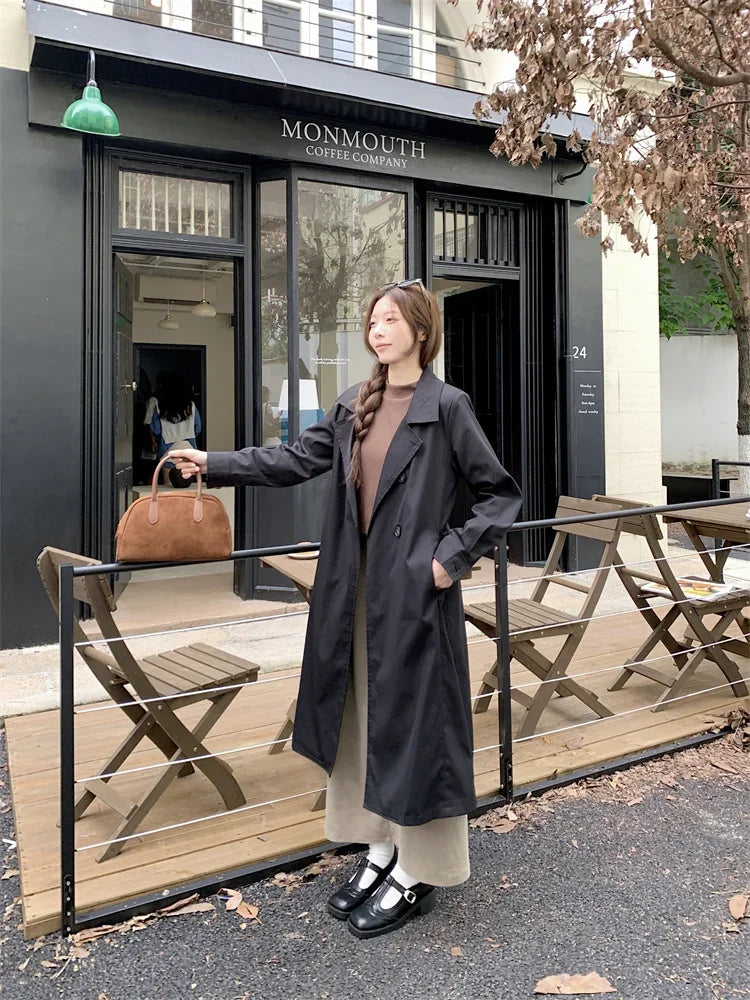 2025 Women's Coat Plus Size Mid-Length Jacket British Style Fashionable Temperament Spring Autumn Arrival Windbreaker Outerwear