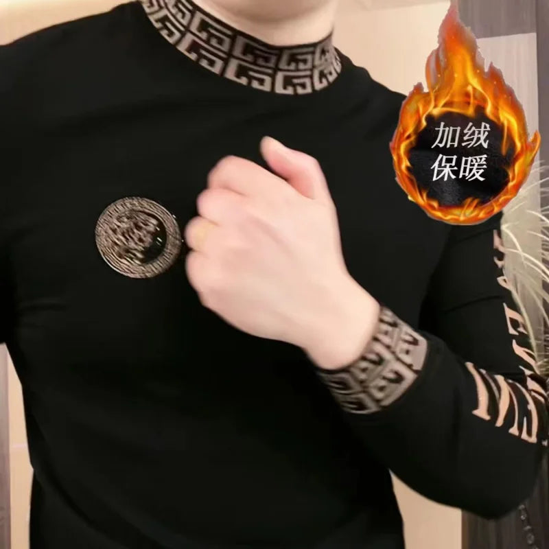 Handsome Base Shirt for Men's Turtleneck Base r Maillard Sports Warm Long-sleeved T-shirt