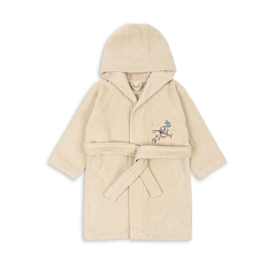 Children Cotton Bathrobe 2025 KS New Girls Embroidery Bath Towel Cloak Boys Hooded Pyjamas Baby Kids Soft Bath Robe Nightgown
