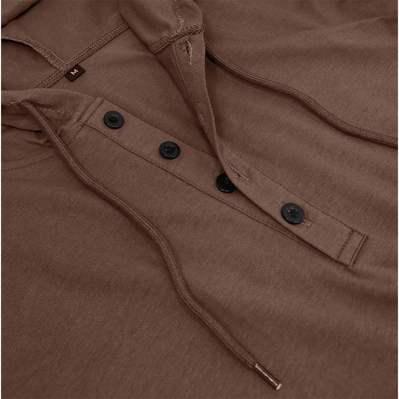 Men's Short-sleeved T-shirts for Sports and Fitness American-style Henley Shirt Hooded Top