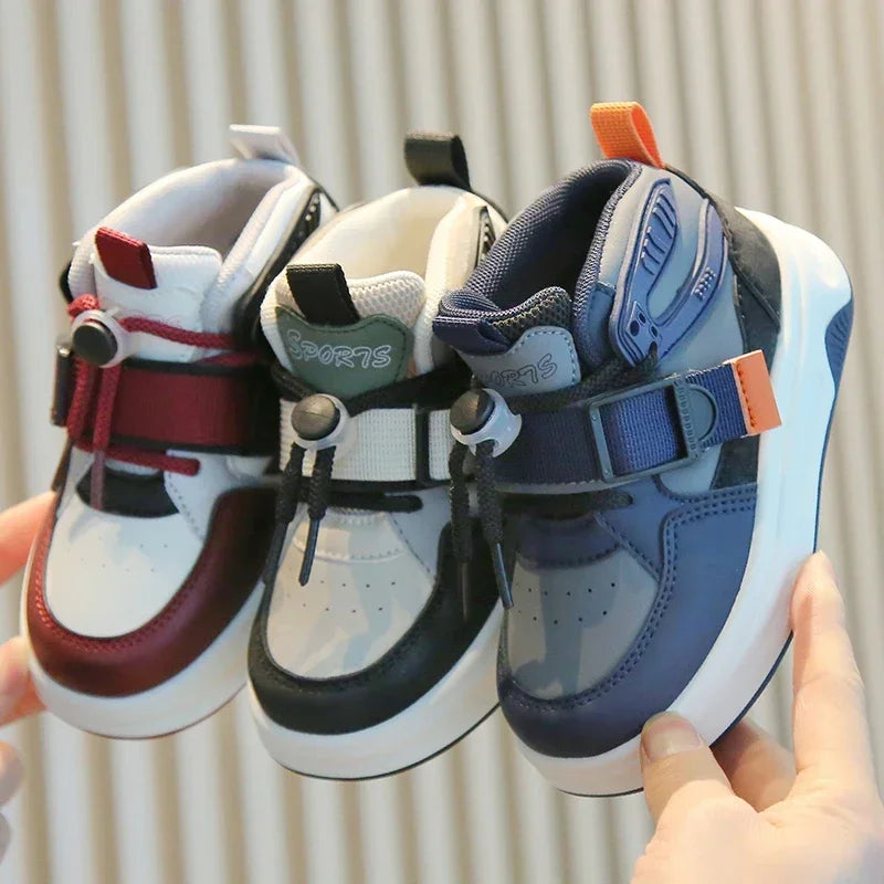 Kid Sneakers School High-top Causal Sports Shoes for Boy Non-slip Spring Autumn Children Fashion Girls Chunky Basketball Shoes