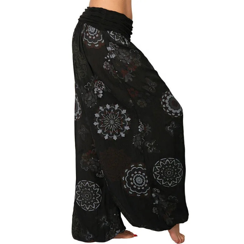 Women's Clothing Haren Pants New Digital Print Long Wide Leg Pants Retro Casual Pants Vacation Style Party Outfit