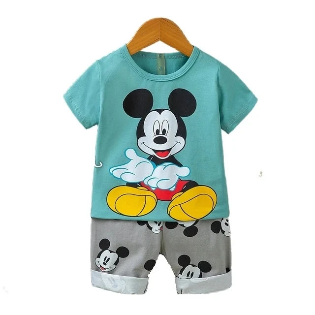 Summer Boys Girls Clothes Set T-shirt+pants 2pcs Children's Clothing Fashion pink Baby OutSet Newborn Baby Suit