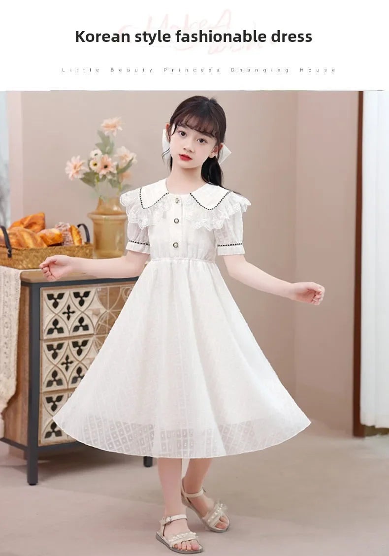 Girls' Dress 2025 Summer New Style Little Girls' Children's Princess Dress, Sweet and Elegant Summer Dress for Adults