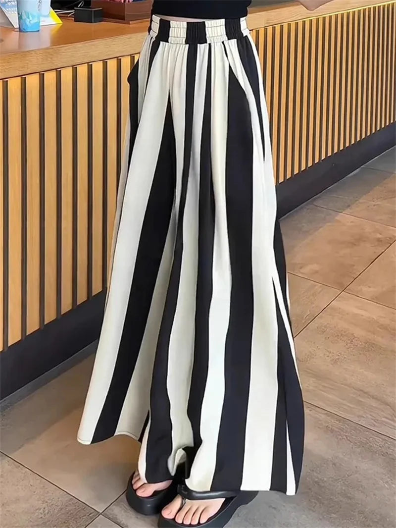 Women Pants 2025 New Striped Wide leg Pants For Female Casual Versatile Fashion Large Size Trousers Female Casual Pants