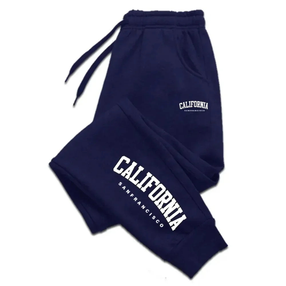Men's Tracksuit Pants Jogger Track California Print Sweatpants Spring Autumn Fleece Pants Men Clothing Gym Sports Loose Trousers