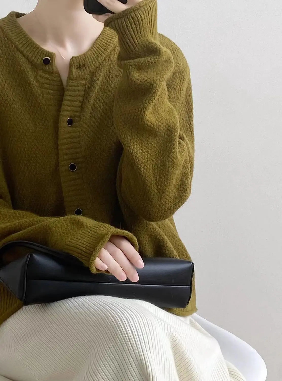 Sweater Coat for Women Autumn Winter New Collection High-End Loose Knit Cardigan
