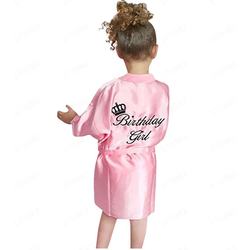 Children Boys Girls Bathrobe Pink Satin Silk Kids Robes Summer Sleepwear Children's Bath Towel Robe Wedding Spa Party Birthday
