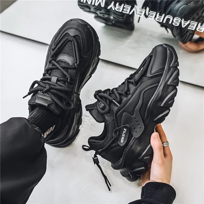 Men's Thick Sole Sport Shoes Simple Fashionable Casual Sneaker High Quality Rubber Plastic Male Athletic Shoes Chunky Sneakers