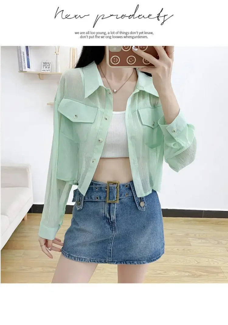 Summer Loose Chiffon Sunscreen Clothes for Women in Summer 2025 New Thin Casual Versatile Long-sleeved Cardigan Short Jacket