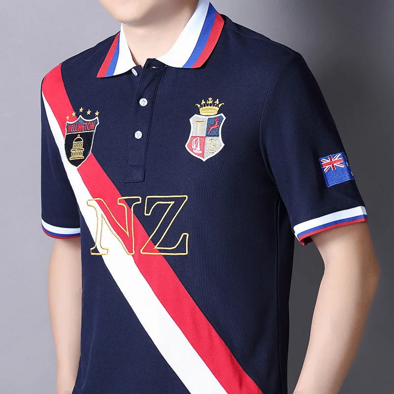 Polo Shirts for Men New Zealand Short Sleeve Lapels Polo Collar T-shirt Leisure NZ Embroidery Cotton Beautiful Kingdom Tshirts