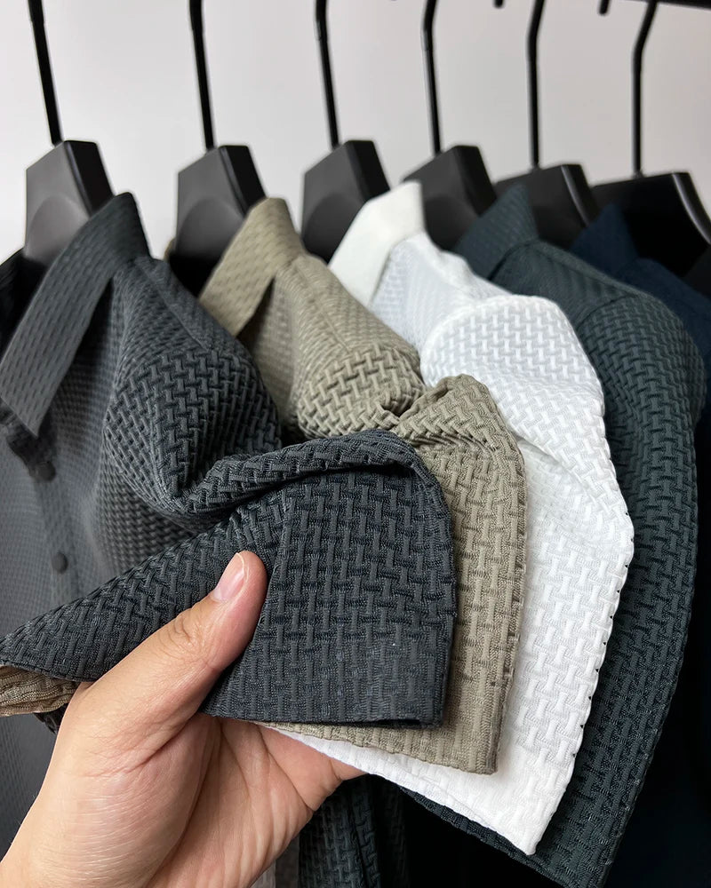 Summer Short Sleeve Polo Shirts Men Turn-Down Collar Anti-Wrinkle Solid Polos Tops Breathable Male Business Casual Tees Tshirts