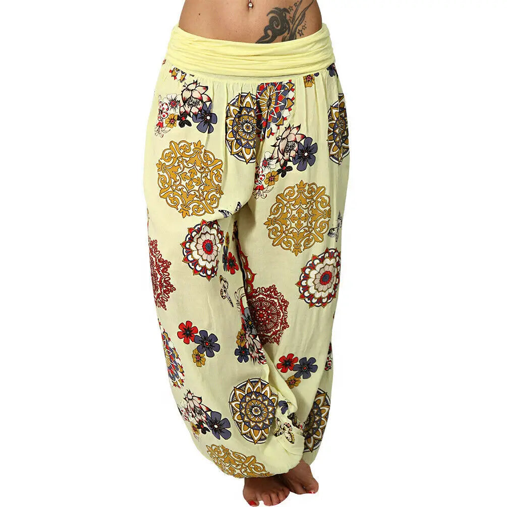 Women's Clothing Haren Pants New Digital Print Long Wide Leg Pants Retro Casual Pants Vacation Style Party Outfit