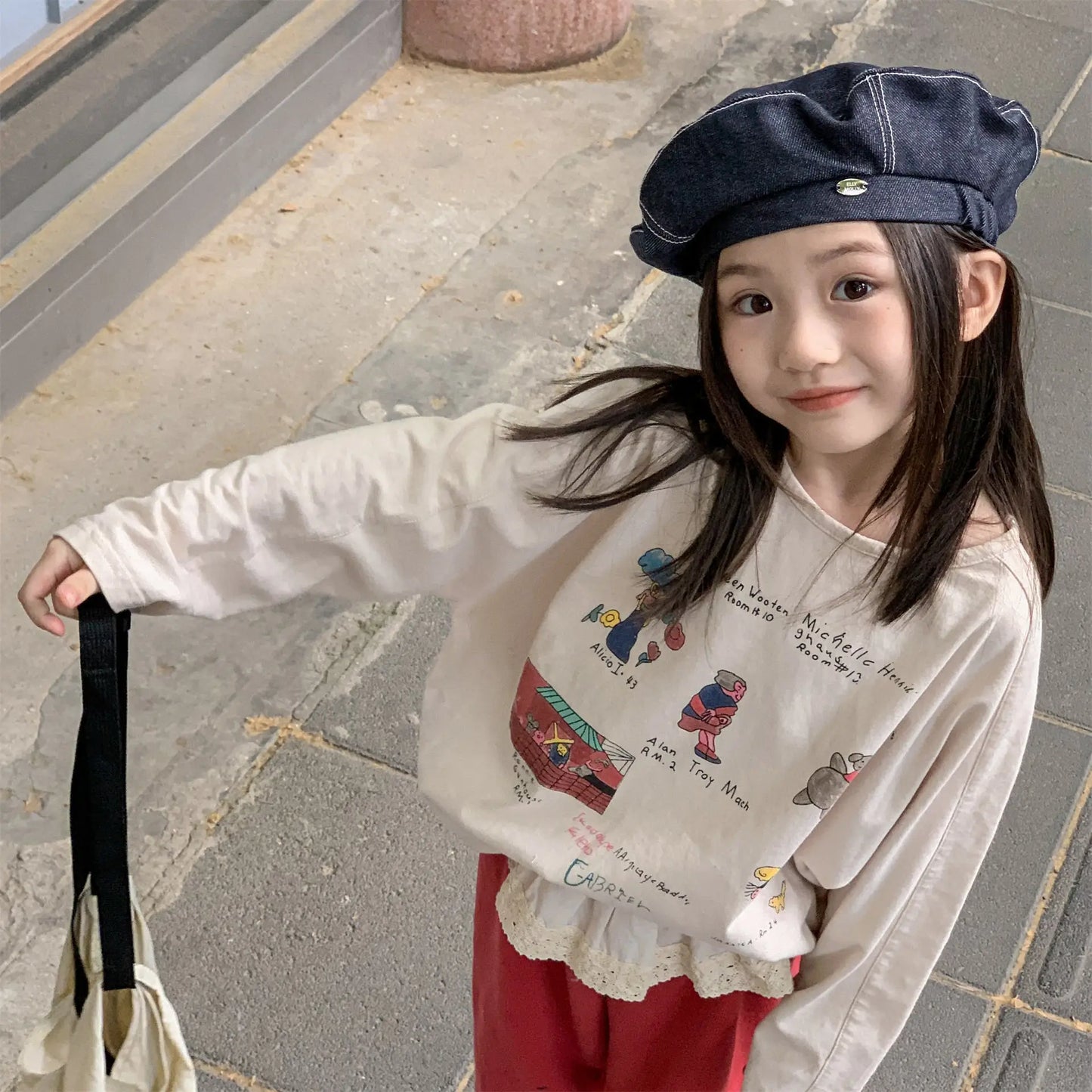 Girls T-shirts 2025 Autumn Long-sleeved Tops for Kids Cartoon Children Tops Boys Bottom Cotton Toddler Blouse Baby Tees Clothing